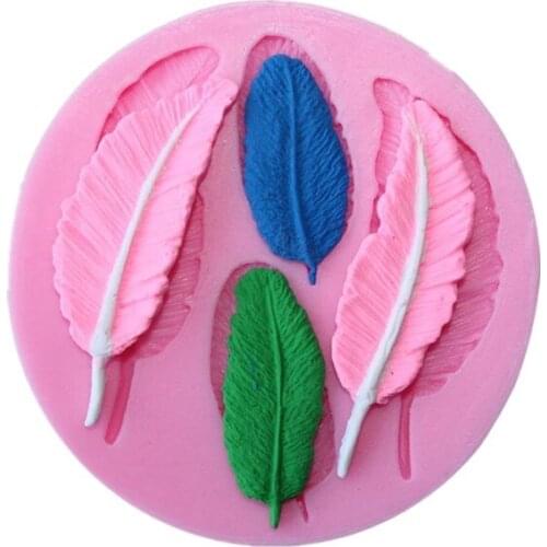 Beautiful 4 kinds of feather leaf shaped silicone mold DIY fondant cake tool UV resin accessories