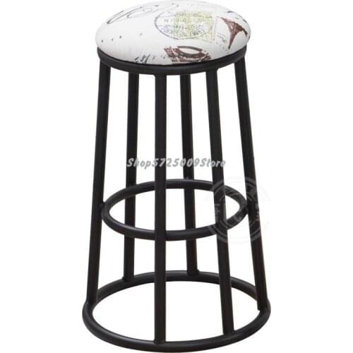Modern Simple High Stool Iron Bar Stool Milk Tea Shop Counter Round Stool Ktv Bar Chair Mobile Phone Shop Stool