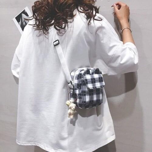 Handbags for women 2021 new plaid cloth bag shoulder bag cute style student out of the street fashion wild messenger bag