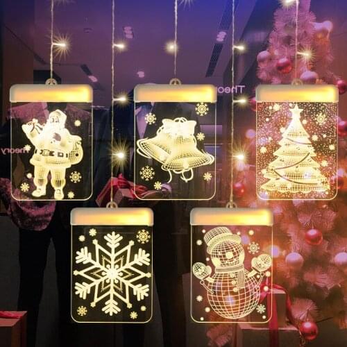 LED Holiday Light Christmas Decoration Lamp Room Decor Santa Claus Snowman Elk New Year Decor String Lights Decor Accessories