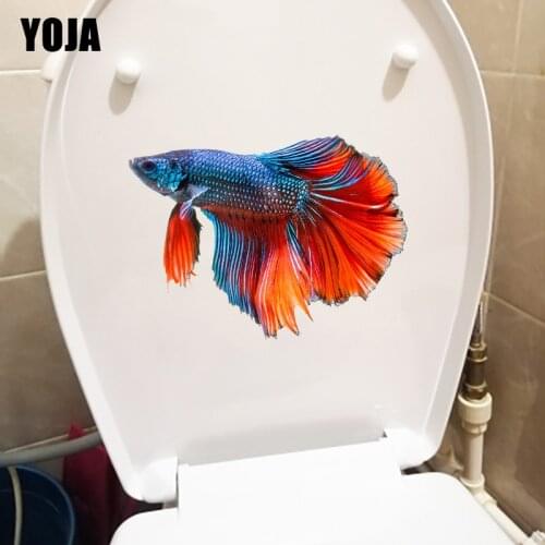 YOJA 23.8×17.7CM Siamese Fighting Fish Home Room Wall Stickers Animal Toilet WC Accessories T1-3179