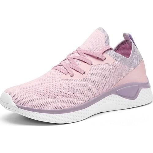 2021 thick soled shoes for dads and womens elastic flying woven running shoes Korean fashion sports and leisure shoes 5804