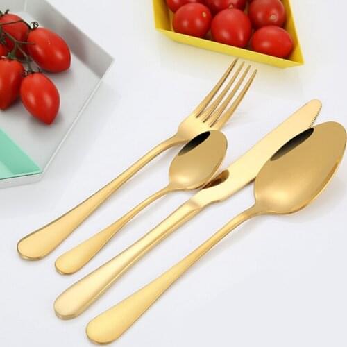 4PCS Coxeer Cutlery Set Stainless Steel Polished Silverware Set Flatware Set Dinner Knives Forks Teaspoons Set Tableware Set