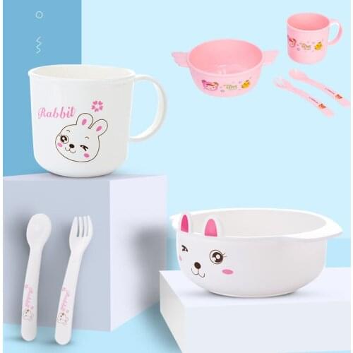 4Pcs Cute Cartoon Rabbit Children Bowl Dishes Baby Feeding Bowl Baby Dinner Food Container Fruit Plate Childrens Tableware
