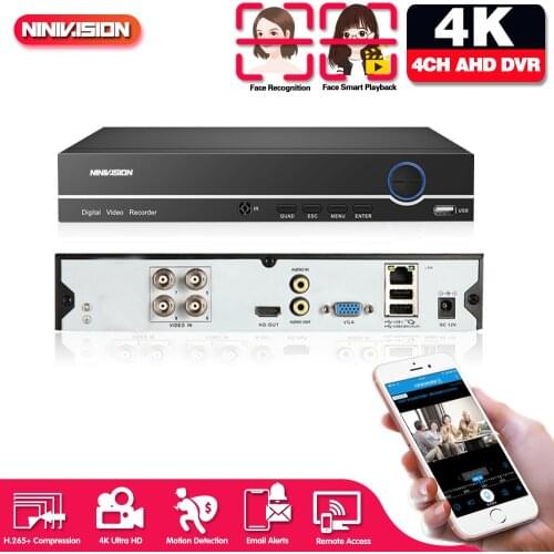 4K AHD DVR Human AI Face Recognition Record&Face smart Playback 8CH 6 IN 1 DVR Recorder For CCTV Security Surveillance System