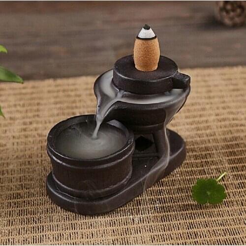 5Pc Backflow Incense Cones With 1Pc Ceramic Burner Bullet Incense Stickers Holder Stone Mill Ceramic Censer Home Decor N10