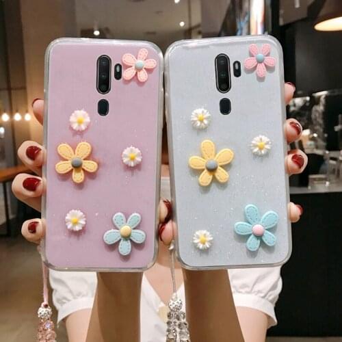 A5 A9 2020 3D Bloemen Glitter Phone Case For OPPO A11 x 11x Transparante Bling Soft Tpu Back Cover