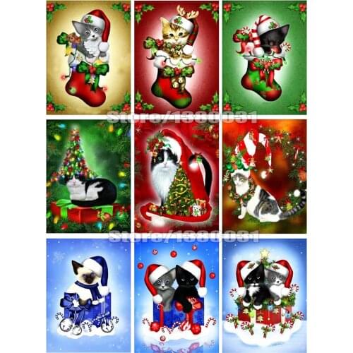 Full Square Drill Diamond Painting 5D Cat Animal 3D Diamond Embroidery New Arrival Christmas Decoration For Home TT1478