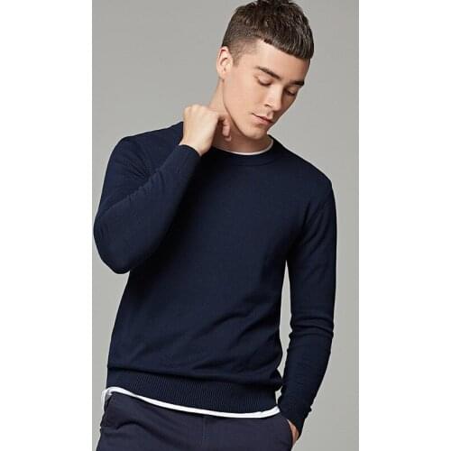 MRMT 2021 Brand Autumn Mens Sweater Pure Color Round Neck Long Sleeved Pullover for Male Knitted Thin Sweater