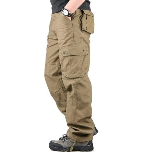 Men Cargo Pants Multi Pockets Military Tactical Pants Men Outwear Streetwear Army Straight Slacks Casual Long Trousers 29-44