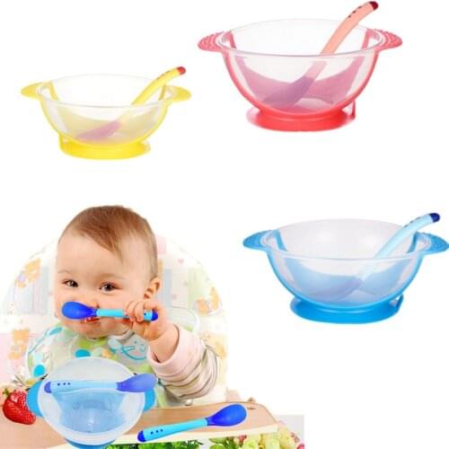 1Pc Baby Suction Cup Bowl Infant Feeder Bowl for Baby with Double Handles Toddler Training Feeding Spoon Bowl Set