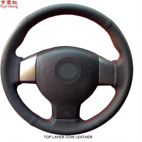 Yuji-Hong Genuine Cow Leather Car Steering Covers Case for NISSAN TIIDA 2007-2009 NOTE Hand-stitched Wheel Cover
