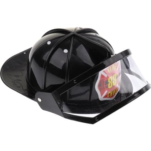 Children Fireman Helmet Firefighter Hat Fancy Dress Accessories Kids Halloween Party Role Play Toy –Black