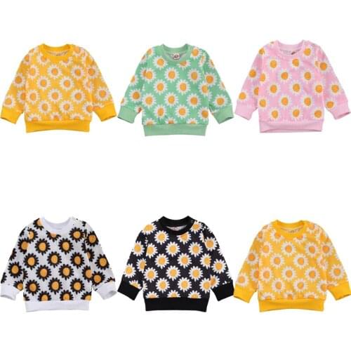 Newborn Baby Floral Print Sweatshirt Spring Autumn and Winter Baby Long Sleeve Round Neck Pullover Tops Baby Boy Girl Sweatshirt