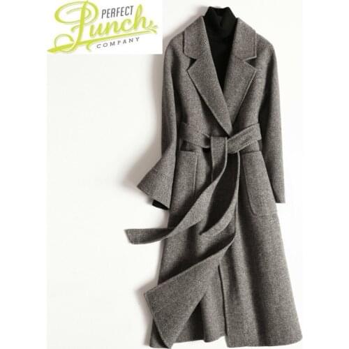 Double-side Women Autumn Winter Woolen Coat Female Korean Wool Coats Vintage Long Jacket Manteau JLK17KD17704 MY1957