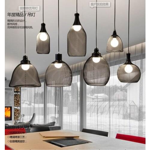 European industrial iron net nostalgic restoring ancient ways round lamp droplight bar cage contracted restaurant
