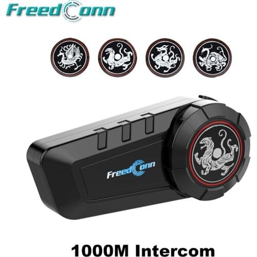 FreedConn Motorcycle Intercom Helmet Headsets 6Riders 1000M Talking Bluetooth5.0 FM Radio Motorbike Waterproof Interphone KY Pro