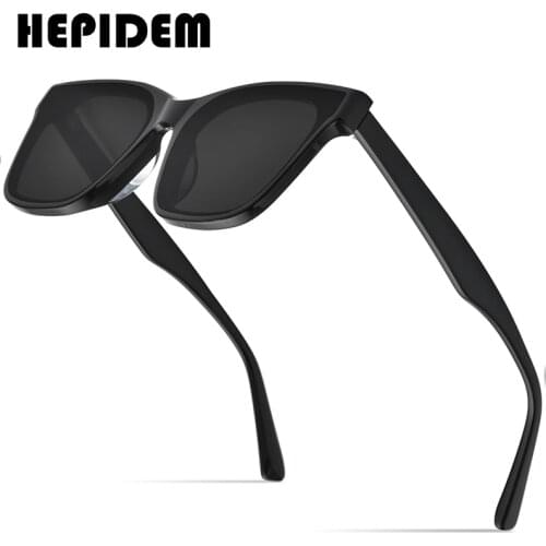 HEPIDEM Acetate Sun Glasses Men Gentle 2021 New Fashion Oversized Korean Square Sunglasses for Women Vintage Mirrored gm Gegen