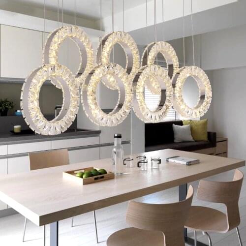 Restaurant crystal chandelier table three rectangular simple modern dining room chandelier fashion bar table LED lighting lamps