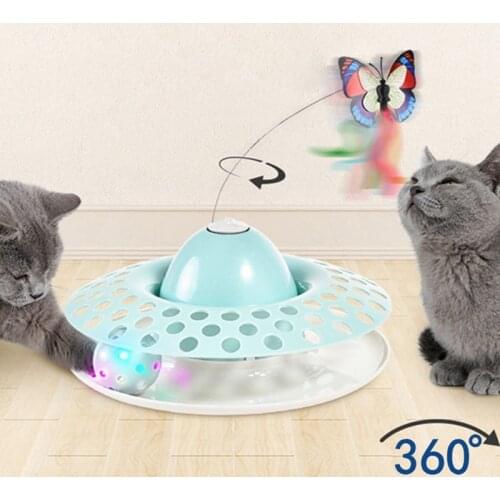 Interactive Cat Toys Automatic Electric Rotating Butterfly & Ball Exercise Kitten Toy,Funny Cat Teaser Toys for Indoor Cats