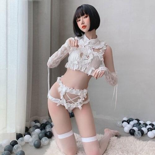 Hot Sexy Qipao Erotic Lingerie Set Womens Cosplay Maid Uniform Role-play Porn Bridal Cheongsam Kawaii Underwear Sex Fantasy Bdsm