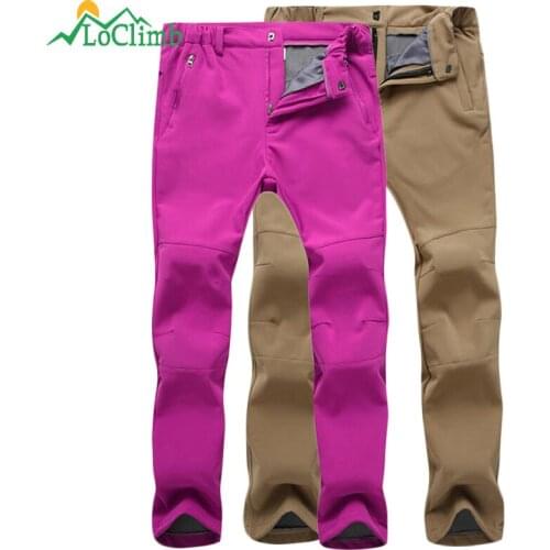 LoClimb 2018 Winter Waterproof Ski Pants Men Women Trekking Climbing Trousers Outdoor Sport Fleece Softshell Hiking Pants,AM120
