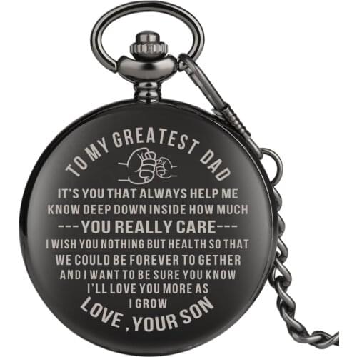 Mens Pocket Watches Special Gift Pocket Watch for Father Black To My Dad Series Pendant Watch