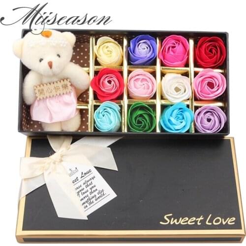 12Pcs/Set soap flowers Scented Rose Flower Petal Bath Body Soap Wedding Party Gift favors rose for Valentines /Mothers Day