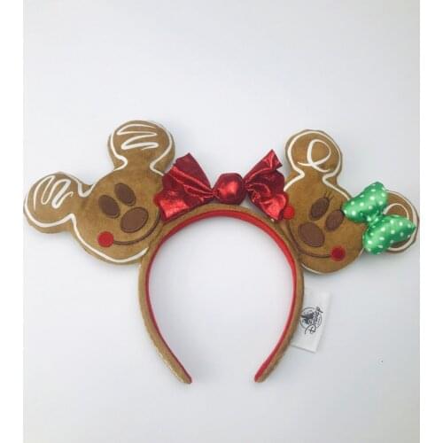 Christmas Holiday Mickey & Minnie Gingerbread Ears Headband new
