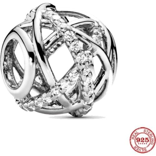 New 925 Sterling Silver Sparkling Lines Openwork Charm Bead Fit Original Pandora Bracelet DIY Jewelry For Women Dropshipping