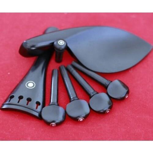 Wholesale 5 Sets Brand New Natural Ebony Wood 4/4 Violin Parts Pegs Tailpiece Chinrest Endpin
