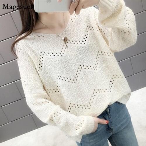 2021 Autumn Long Sleeve Women Sweaters V-neck Elegant Loose Women Sweaters New Fashion Knitted Pullover Sexy Women Sweater 5456