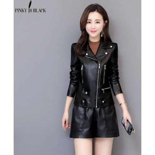 PinkyIsBlack Faux Leather Jackets Women Short Motorcycle Jacket Women Plus Size 4XL Casual Womens Leather Jackets And Coats
