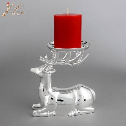 IMUWEN Candle Holder Silver Finish Deer Shape Candle Stand Metal Candelabra Fashion Wedding Candle Stick For Home Table Decor