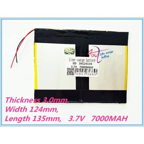 Polymer lithium ion battery 30124135 3.7V 7000MAH With plug For CH, Tablet PC Battery , Perfect quality
