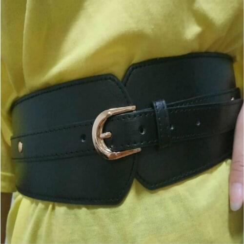 Ladies Wide Belt Luxury Fashion Wild Pin Women Waist Seal Elastic Vintage Buckle Leather Black Yellow Brown Fits 70CM--100CM
