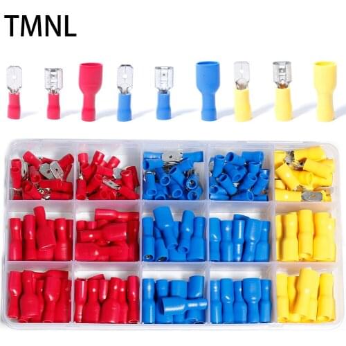 Male Female Plug cold pressing fast wire spring connector Terminal Electrical Crimp Spade Lug Cable car Full Fork Assortment Kit