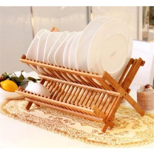 Folding Dish Rack Bamboo Drying Rack Holder Utensil Drainer Drainboard Drying Drainer Storage Kitchen Organizer Rack Holder