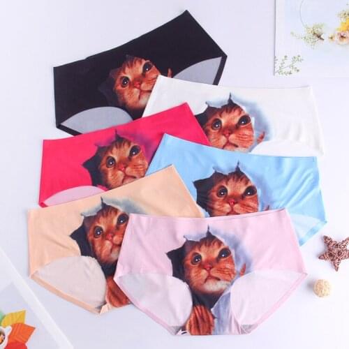 3pieces/set pants woman lovely briefs CAT underwear pink/white/gray/black