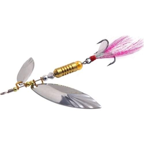 1pcs Metal Sliver Rotating Sequins Spoon lure 7g Spinner Fishing Hard Bait With Feather Treble Hook Fishing Accessories