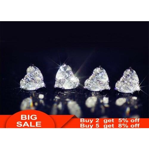 Heart shape Stud Earrings Real 925 Sterling Silver Pear cut AAAAA cz Party Wedding Earrings Jewelry For Women Statement Jewelry