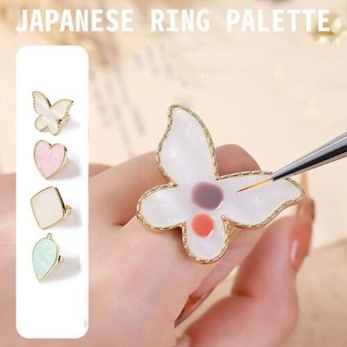 1Pcs New Resin Stone Nail Art Palette Finger Ring False Nails Tips Drawing Mixing Display DIY Manicure Polish Gel Pallet Tool