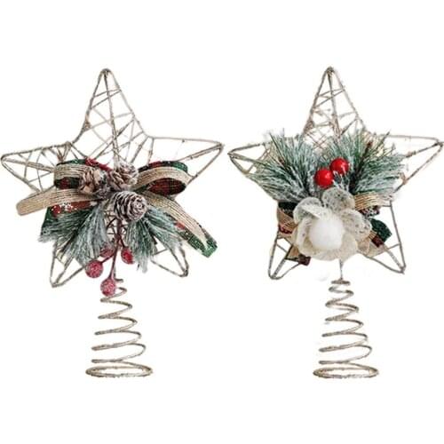 1PCS sparkling iron tree top star Christmas tree decoration shop window pendant shopping mall home decoration Happy New Year