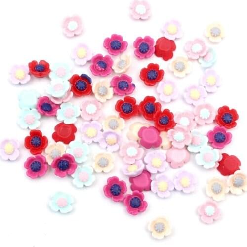 100Pcs Mixed Four Petals Resin Crafts Kawaii Bead Flatback Cabochon Fridge Magnet Scrapbook Christmas DIY Accessories Buttons