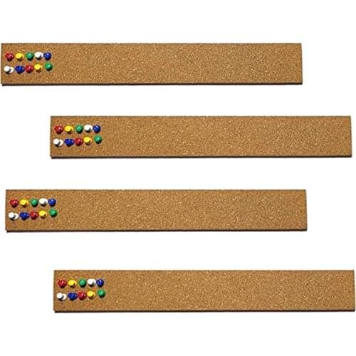 4 Pcs Cork Board Strips with 35 Pcs Push Pins 15x2 inch - 1/2 inch Thick Cork Bulletin Bar Strips for Office, School