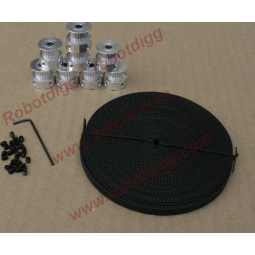 Promotion!!! GT2 20 Teeth 5mm Bore Pulley 8pcs n 5 meters open end GT2 Belt