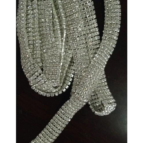 5 Yards/lot) Clear Crystal 5 Lines Close Dense Rhinestone Trim Chain