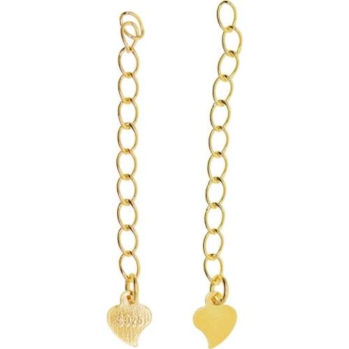 2pcs 925 Heart Extension Chain Safety Chain Chain Extension Diy Chains, Bracelets, Anklets