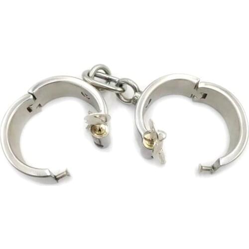Black Emperor Stainless Steel Round Lock Handcuffs adult erotica products adult fun toy handcuffs