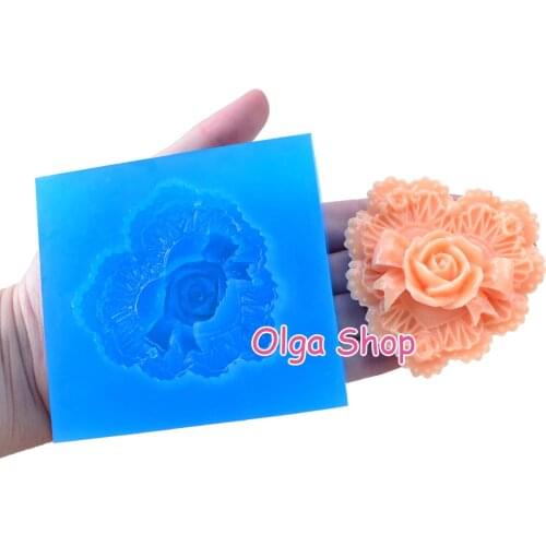 HYL277 54.7mm x 57.0mm Flower Silicone Mold Fondant Cake Decoration Candy Resin Clay Earrings Necklace Craft Soap Candle